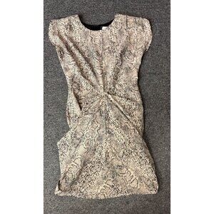 Guess Los Angeles Snakeskin Dress Womens 4 Bodycon Ruched Midi Animal Print